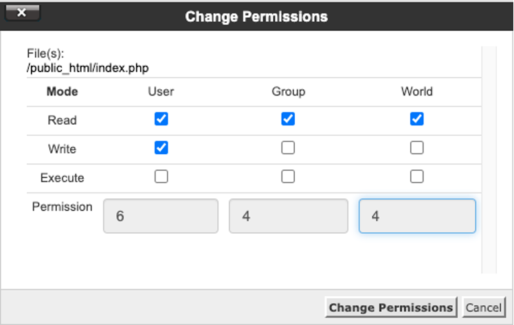 Change File Permissions Using cPanel